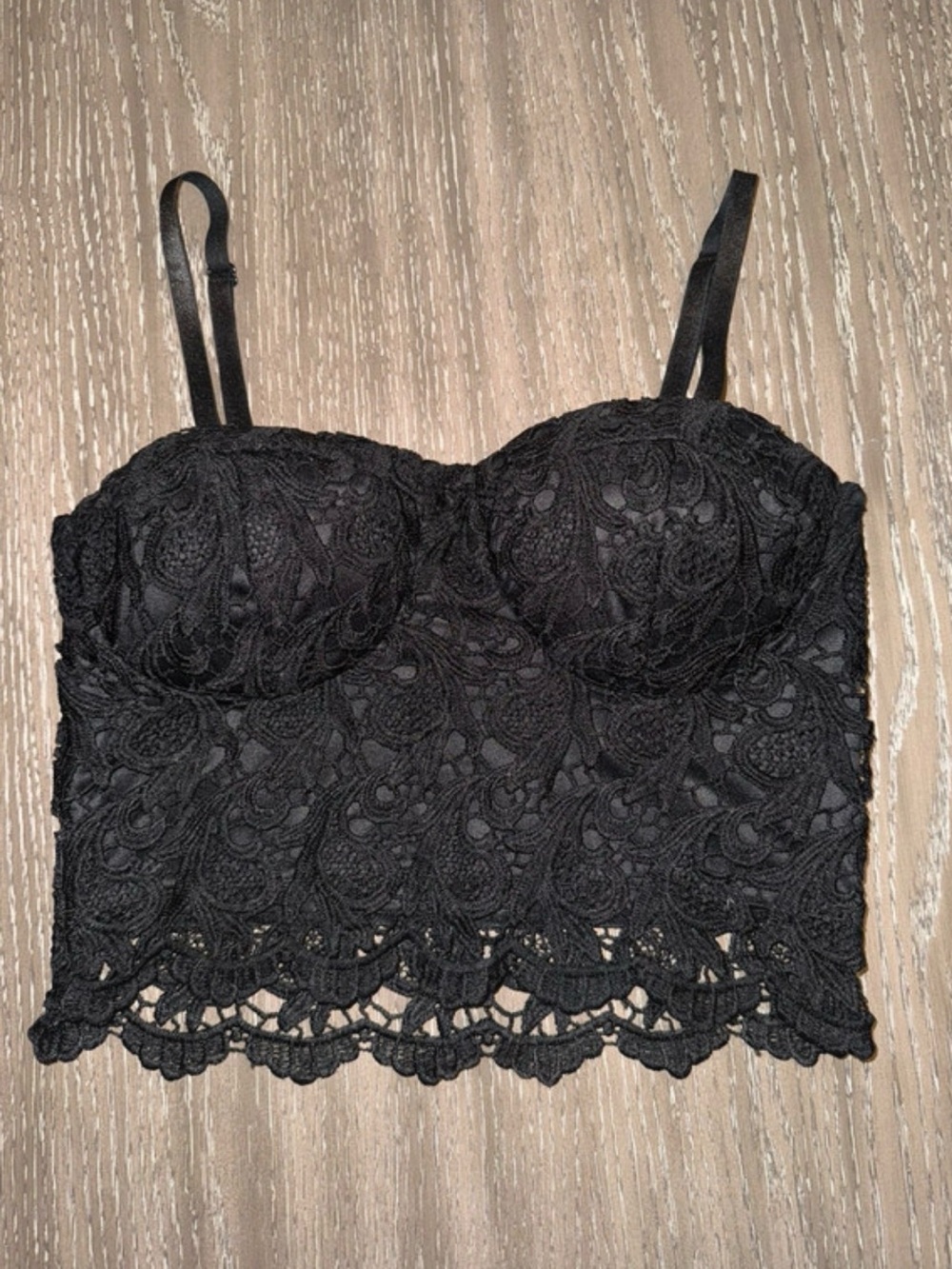 Chocolate Black Lace Longline Bralette